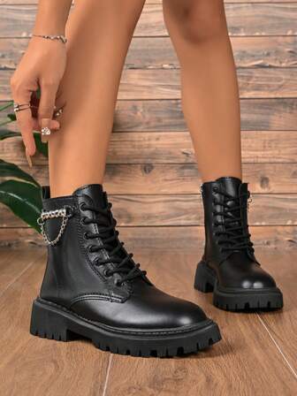 Botas de motociclista de moda para mujer, botas de tobillo o botas de motorista, botas cortas cómodas para actividades al aire libre