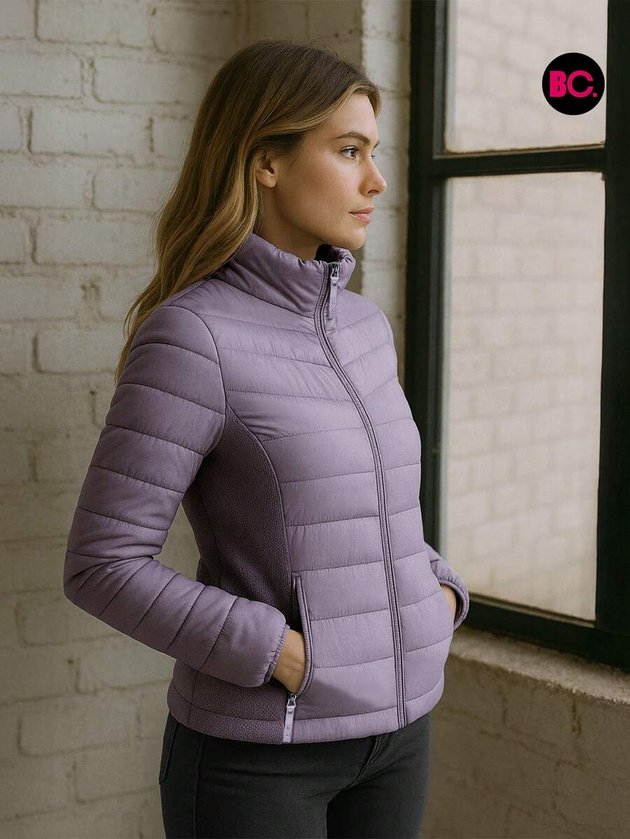 Chamarra Capitonada  Moda Dama Moderna Forro Peluche Moderna