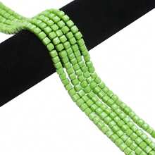 1 String 4/6mm Square Semi Finished Bead String Glass Crystal Spacer Loose Beads For DIY Jewelry Making - 果綠色 - 查看 5