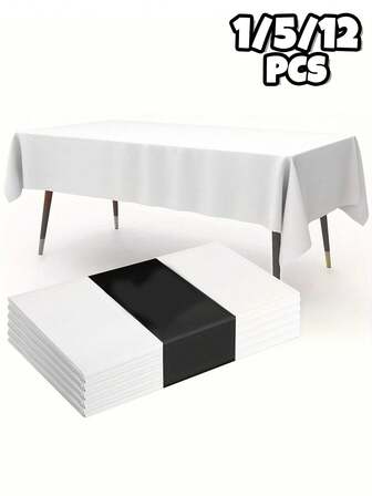 1/5/12-pack vit plastduk, rektangulärt engångsduk, 137x183 cm ren vit dekorativ duk för fester, picknick, födelsedag, bröllop, middag, bordsdekoration