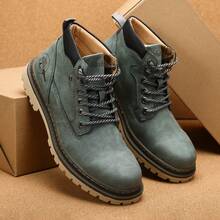 Men's Leather Chukka Boots | Lace-Up Ankle Boots For Men | Casual Comfort Boots - màu xanh lá - Xem 7