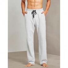 Baleaf Men's Sweatpants Casual Lounge Cotton Pajama Yoga Pants Open Bottom Straight Leg Male Sweat Pants With Pockets{"Size_name":"3X-Large","Color_name":"A-LightGray"} - A-淺灰色 - 查看 7