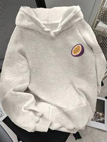 2025 HoodiesWomen's Slogan Print Thermal Lined Casual Loose Fit Hoodie Sweatshirt, Autumn/WinterLoose And Comfortablewinter Clothes For Women - 淺灰色 7 - 查看 2