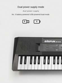 1 Pc Of 61 - Key Advanced Electronic Keyboard With A Microphone. Measuring 63 Cm, This Multi - Functional, Entry - Level Instrument Is Suitable For Children. It Can Be Played In Two Power - Supply Modes: Plugged - In Or Battery - Powered. It's A Musical, Educational And Enlightening Piano Toy, Ideal For Both Boys And Girls, As Well As Proficient Beginners.