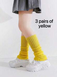 1/5/10 Pairs Girls All-Match Leg Warmer Socks For 4-12 Years, Christmas Girls Socks,New Year Socks,Fashionable And Comfortable, Suitable For Jk Styles, For Autumn/Winter Daily Wear, Candy Colors, Black&White, For A Gift