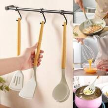13PCS Juego de Utensilios de Cocina de Silicona, Utensilios de Cocina, Antiadherentes, Resistentes al Calor, aptos para Cocinar y Hornear, con Esptula/Cuchara/Batidor/Cuchara Medidora Caqui - Caquí - Ver 4