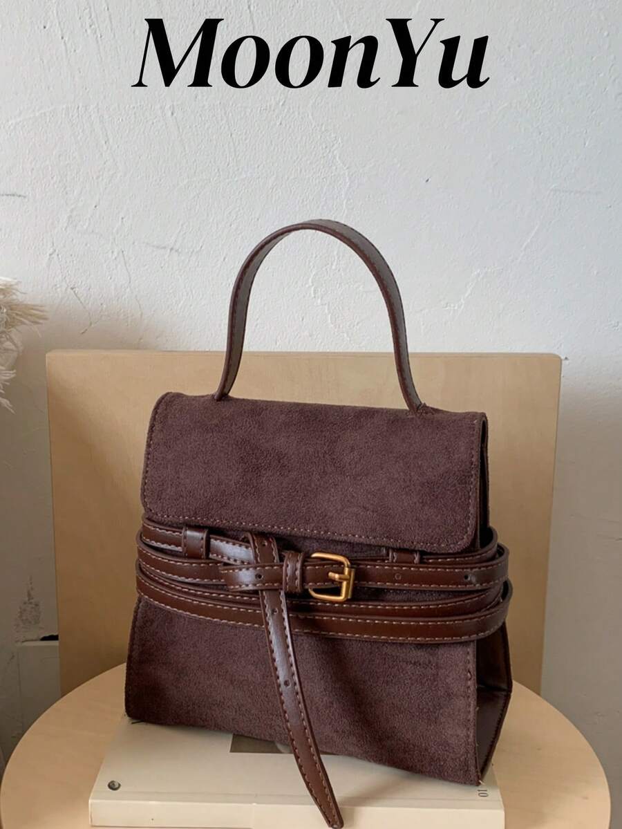 Women's Square Handbag, Fashion Minimalist Retro Elegant Matte PU Leather, Suitable For Shoulder Strap, Women, Girls, College Students, Suitable For Shopping, Commuting, Coffee Color - Coffee - View 1