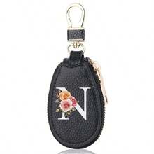 白色字母钥匙包，复古商务，多功能钥匙保护套，拉链汽车钥匙包，男士休闲便携式钥匙收纳包，大容量收纳盒，汽车钥匙包，万圣节礼物教师节礼物男士礼物女士礼物情人节礼物 - 彩色 - 查看 31