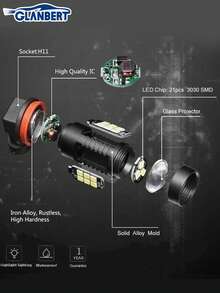 GLANBERT 1 件 Canbus H11 9005 9006 H1 雾灯 3030 21Smd LED Drl 日间行车灯 1156 1157 转向灯泡 H4 H7 大灯 LED 灯