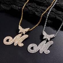 New A-Z Cursive Initial Letter Name Pendant Necklace For Women Simple Rope Chain Letter Necklace Fashion Jewelry Gift - Silver 2 - View 3