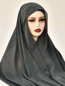 1 Stück Damen Chiffon Kapuzenschal mit Kordelzug und Magnetverschluss, Hijab Schals - atmungsaktiv & bequem für den täglichen Gebrauch zu Kleidern