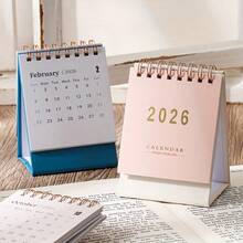 2026 Mini Desk Calendar - Dual Monthly/Weekly Layout 250gsm Thick Paper, Double-Stitched Binding Multiple Colors Available (Pink/Blue/Green/White) Ideal For Home Office Use Desk Calendar