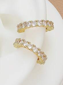 2 buc cercei eleganți în formă de C geometric, cu clips, pentru femei, cercei falși, bijuterii fără piercing, potriviți pentru purtare zilnică, cadouri, petrecere, Crăciun, Ziua Îndrăgostiților, Ziua Mamei