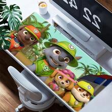 1pc Extra Large  Cartoon Mouse Pad - Rubber Material, Oblong Rectangle Shape, Stitched Edges, Non- & Washable Desk Mat For Computer, Office & Gaming Setup