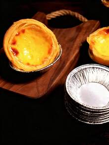 50Pcs Disposable Tin Foil Heart-Shaped Egg Tart Stands - 7.4*2cm Mini Heart Egg Tart Molds, Thickened Smooth Tin Foil Tart Trays, Oven- Non-Stick Baking Molds, Perfect For Pies/Milk Omelets/Puddings/Cupcakes/Small Desserts, Essential Baking Supplies For Home Kitchen & Party ﻿ - Silver Heart - View 6