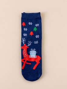 5 pares de calcetines navideños aleatorios, diseño lindo de renos/muñeco de nieve, calcetines de tripulación navideños unisex como regalo - Multicolor - Ver 5