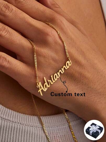 Colar Personalizado de Aço Inoxidável com Nome Personalizado, Opções de Corrente Dourada/Prateada, Colar com Placa de Nome Personalizada Gravada para Mulheres, Meninas, Uso Diário, Elegante, Casual, Retrô, Vintage, Minimalista, Personalizado, Presente Único para Namorada, Mãe, Família, Amigos, Filha, Ela, Avós, Adequado para Aniversário, Dia das Mães, Dia dos Namorados, Formatura, Casamento