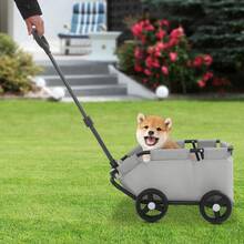 Mini carrello per cani per piccoli animali domestici, carrello della spesa pieghevole multifunzionale con maniglia estensibile, carrello per cani con borsa portaoggetti, grigio (86 * 51 * 35 cm) - Grigio - Visualizzare 5