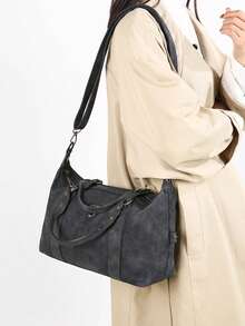 Nouveau sac  PU pour femmes, style rétro, sac à main. Sac à bandoulière mode avec sangle amovible. Porte-monnaie pour le travail et les voyages des femmes. Gris, noir, vert