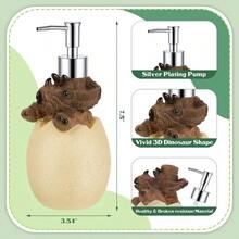 Dispensador de jabn de dinosaurio, 2 piezas, dispensador de jabn de huevo para nios, accesorios de bao, locin de animales, botella de champ recargable con bomba para decoracin de encimera de - Plateado - Ver 3