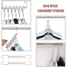 Perchas Ahorro de Espacio Ropa Ganchos para Colgador Nios Mgicas Metal Magicas Ahorrar Multiple Ahorra Organizador Guardarropa Organizadores en Cascada MultifuncionalesPlata, 6PACK - Plata + 6PACK - Ver 5