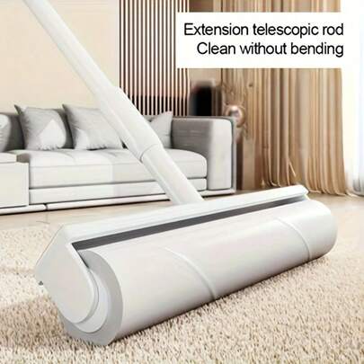 24-Inch Extendable Handle Carpet Lint Roller, Sticky Lint Brush For Cleaning Carpets, Floors, Cars, Clothes And Pet Hair