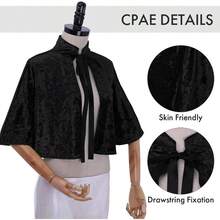 Medieval Shawl Women Renaissance Velvet Cape Wraps Costume Lace Gothic Lolita Cloak For Partygift - Black - View 6