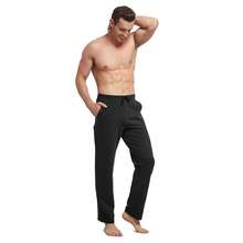 Baleaf Men's Sweatpants Casual Lounge Cotton Pajama Yoga Pants Open Bottom Straight Leg Male Sweat Pants With Pockets{"Size_name":"Large","Color_name":"A-Black"} - 弗拉克 - 查看 5