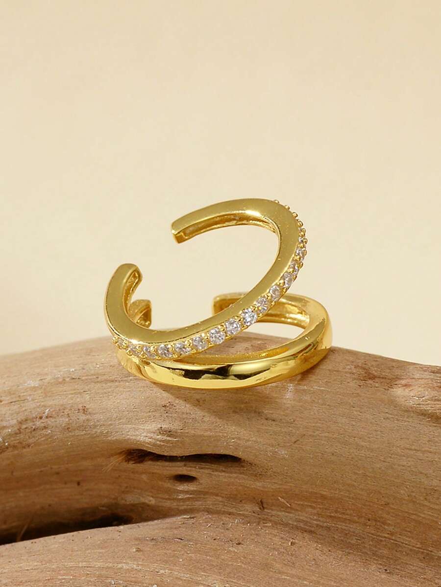 Einzigartige, modische 925er Sterlingsilber Ohrmanchettenohrringe mit doppelter Zirkonia-Lage, stapelbar für den täglichen Tragegebrauch von Frauen