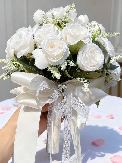 1PC Buquê de rosas para madrinhas, buquê para cerimônia de casamento, aniversário, chá de panela, decoração para festa de casamento, mesa de jantar, decoração para dia dos namorados