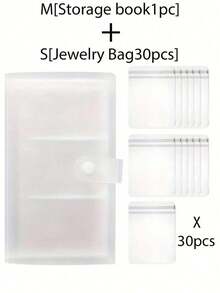 1 Pc Transparent Frosted Jewelry Storage Album, Plastic Manual Jewelry Storage Box, Jewelry Storage Book, Sealed Storage Bag, Containing 30 Rust-Proof Storage Bags, For Organizing And Classifying Rings, Earrings And Necklaces, Suitable For Girl's Carry-On Jewelry Storage, The Best Convenient Travel Jewelry Product.
