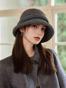 1pc Women's L Size Casual Bohemian Party Cute Elegant Retro Street Brushed Bucket Hat, Fashion Versatile Petite Bucket Hat Suitable For Daily Commute, Camping, Travel, Hiking, Theme Park, Cafe, Farm, Party, Photo Shoot, Autumn/Winter - Multicolor - View 11