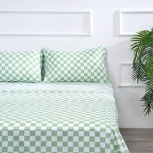 Best Season 4 Piece Bed Sheet Set - Full Size - Soft Microfiber Bedding Sheet Set, Deep Pocket, Stain, Fade & Wrinkle Resistant (Plaid Black & White), Luxury Comfortable - 綠白格子 - 查看 12
