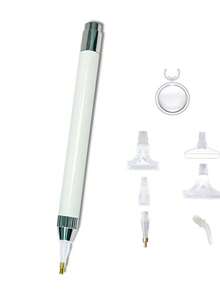 Glowing Diamond Brush With Magnifying Glass And 5 Shapes Of Pen Tips, Multi-Function DIY Hand Tools, Ergonomic Grip Design, Plastic/Aluminum Alloy Material, A Variety Of Colors To Choose From