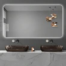 Badspiegel-mit-Beleuchtung 120x60cm, Dimmbar, 3 Farbtemperaturen 3000K-6000K, Badezimmerspiegel mit Entfoggen, Speicherfunktion, LED-Spiegel-Bad, HD Hartglas, Horizontal/Vertikal