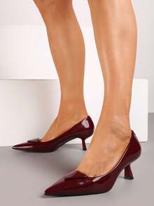 Eleganti scarpe da donna con punta affusolata e cinturino alla caviglia - adatte per lavoro/ufficio, eventi serali/feste, essenza classica, primavera/autunno - Bordò - Visualizzare 2