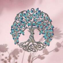 1pc Vibrant Tree Of Life 15.74" Metal Wall Art - Colorful Leaf Accents, Intricate Design For Farmhouse Decor In Bedroom, Kitchen, Living Room, Office, Or Outdoor Spaces