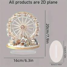 1 pièce Scène de grande roue de Noël plate 2D en acrylique coloré avec support, décoration pour la maison et le bureau, cadeau de vacances idéal, style artistique, plaque décorative et ornement polyvalents