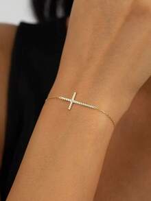 1pc Egyptian Ankh Cross Bracelet For Women Men 18k Gold Plated Stainless Steel Key Of Life Bracelet Handmade Religious Jewelry Gift