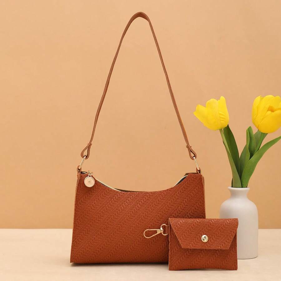 Multifunctional Large Capacity Underarm Bag, Casual Shoulder Bag For Daily Outing - Brown - View 1