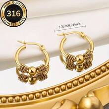 Hypoallergenic Stainless Steel Vintage Golden Hoop Earrings, Comfortable And Versatile, Simple And Elegant, Suitable For Daily Wear Or Parties, High-Quality Fashion Earrings For Women, Jewelry Accessory, A Delicate Gift For Women. - 銀色 - 查看 3