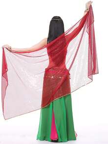 Leichte Damen Chiffon Handtücher mit Pailletten Saum - Bauchtanz Hüfttuch Schal Schleier