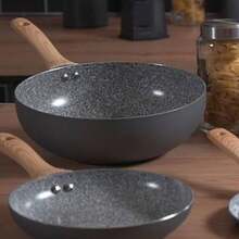 HUDSON BEST KITCHENWARE HUDSON Wok antiadherente de aluminio de 4.1 cuartos de galón color gris granito - como en la foto - Ver 6