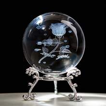 Bola de Cristal Tallada de Loto de 2.4 pulgadas (60mm) con Soporte Plateado, Bola de Cristal Fengshui Decoración para el Hogar - 3 estilos - Ver 3