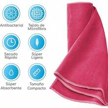Canotagio Toalla de Microfibra Deportiva para Ejercicio y Viaje. Toalla Ultra Absorbente y Secado Rápido de Micro Fibra. Ligera y Portátil. para el Natación, Gym, Playa y más. (50cm x 100cm, Rosa) - rosa - Ver 4