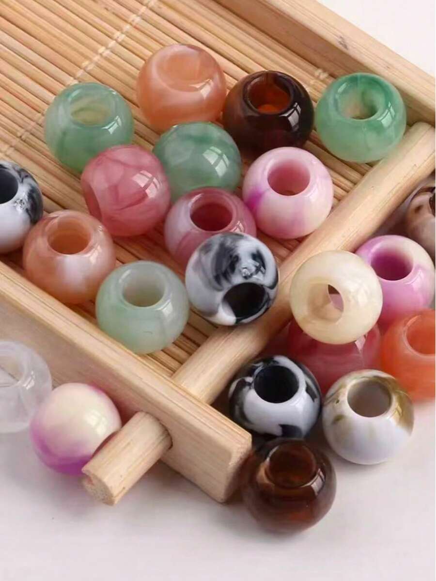 100颗/袋、50颗/袋、20颗/袋 不对称仿玉珠,双色,大孔,DIY饰品制作,适用于手链、项链、手机链,圣诞节、感恩节、复活节、情人节最佳礼物 - 彩色 - 查看 1