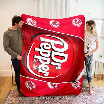 1 pieza Manta suave y cómoda de franela con diseño de estampado de bebidas, de uso versátil y cálido para sofá, cama, coche, oficina, camping, regalo perfecto para familia y amigos