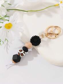 1pc Floral Print Random Boho Casual Street Party Elegant Silicone Keychain, Valentine's Day Gift