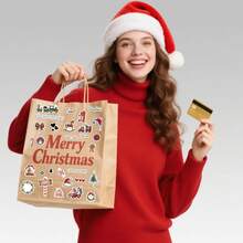 8 piezas de pegatinas de decoración navideña, acabado mate, autoadhesivas, PVC, forma asimétrica, idioma inglés, de un solo uso, para manualidades de scrapbooking, laptop, computadora, teléfono, guitarra, decoración de equipaje, regalos navideños, vuelta al colegio