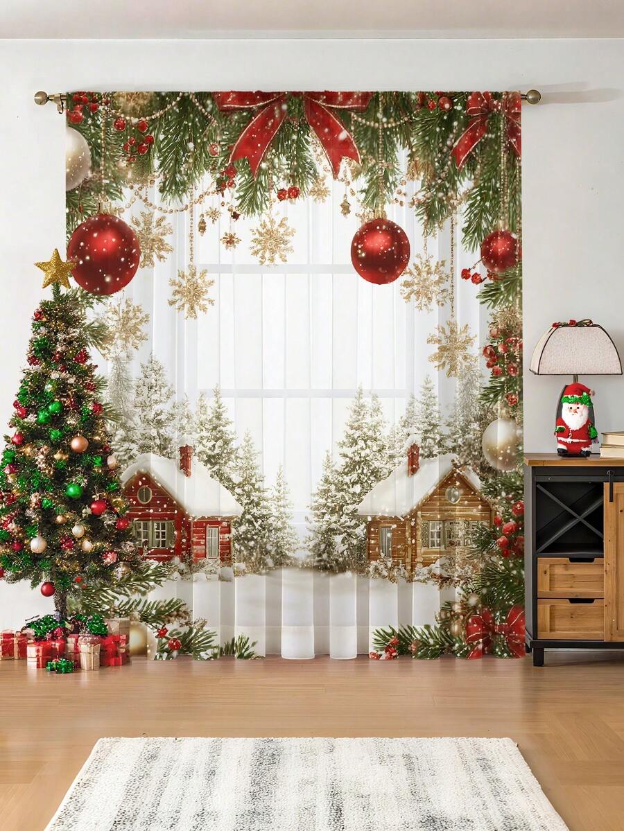 1pc New Christmas Decoration Party Window Decor Curtain Ribbon Bow ...